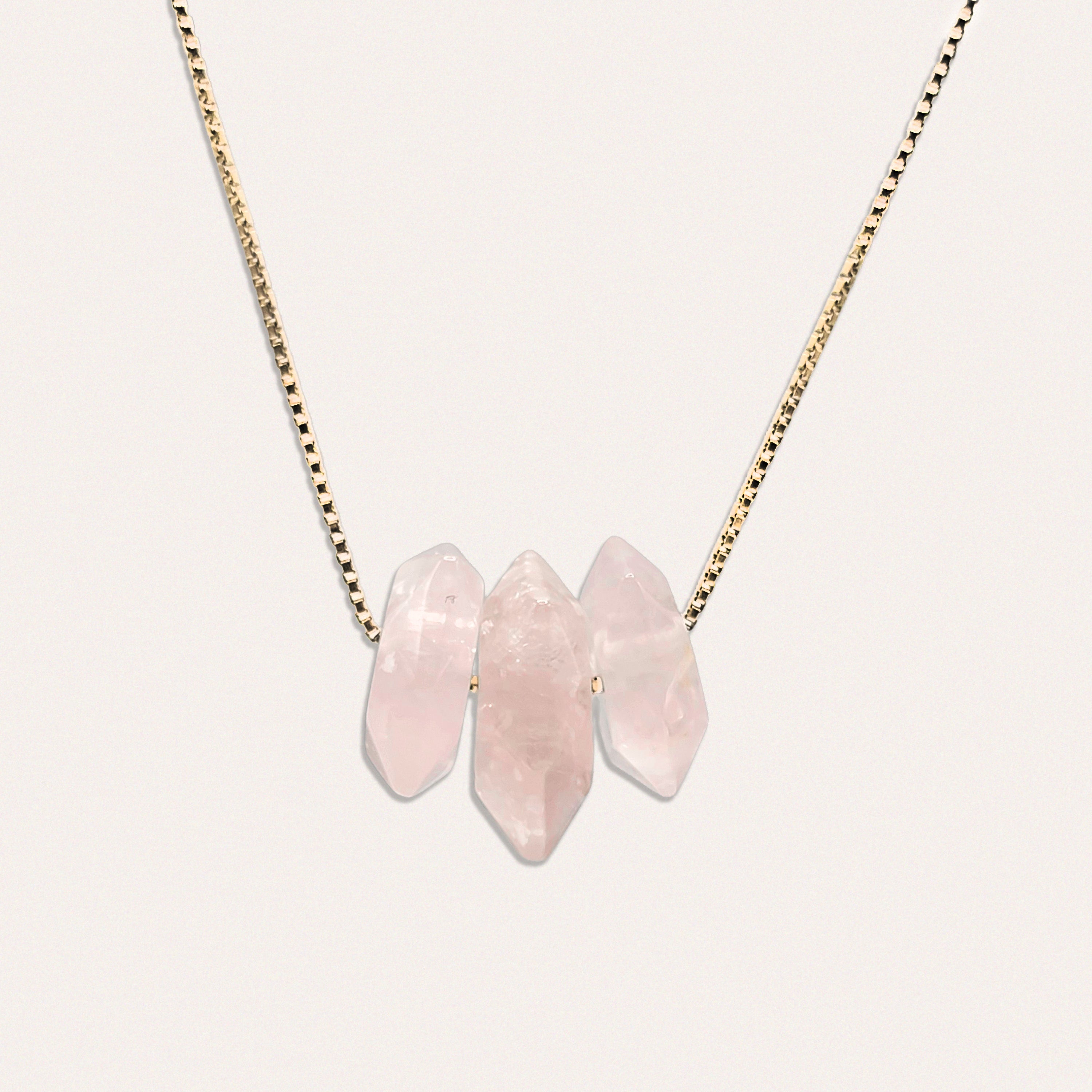 Origins Pendant 3-Stone Rose Quartz