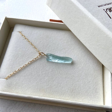 Raw Aquamarine Crystal Pendant Necklace