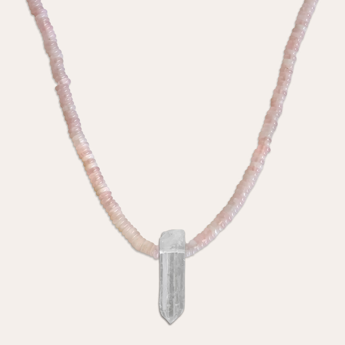 Origins Beaded Necklace Clear Quartz & Rose Quartz